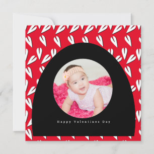 Valentines Day Arch and Hearts Pattern Photo Card