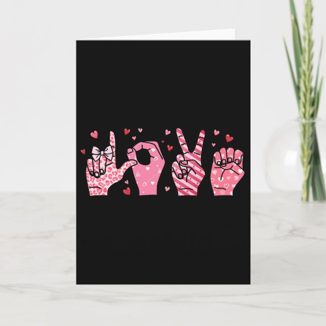 Valentine's Day Asl Sign Language Special Educatio Card (Front)