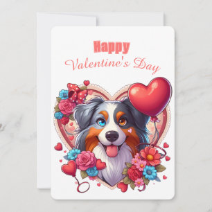 Valentine's Day - Australian Shepherd 1 - Holiday Card