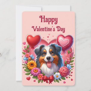 Valentine's Day - Australian Shepherd 6 - Holiday Card