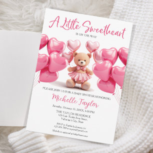 Valentine's Day baby Shower Cute Bear Sweetheart Invitation