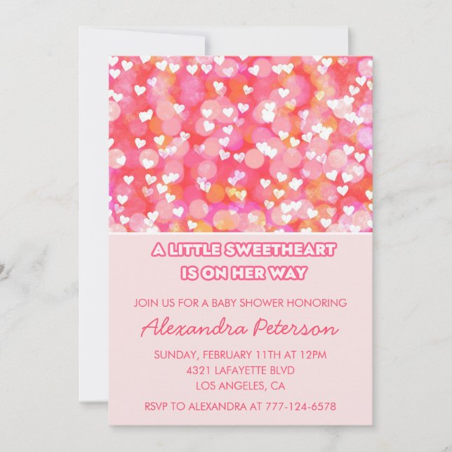 Valentines day baby shower invitation cute pink  (Front)