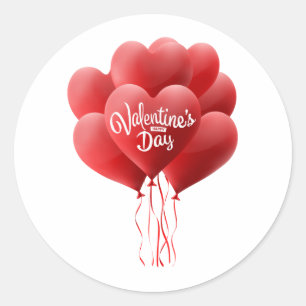 Valentine's Day Balloons Classic Round Sticker