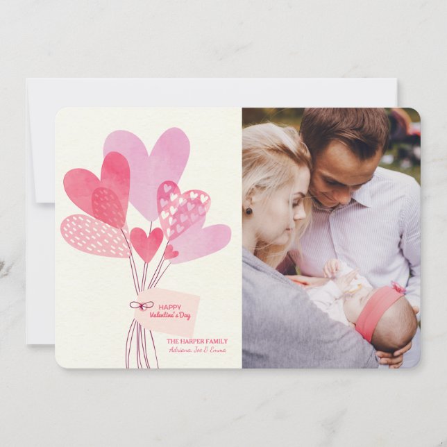 Valentine's Day Balloons Photo Card (Front)