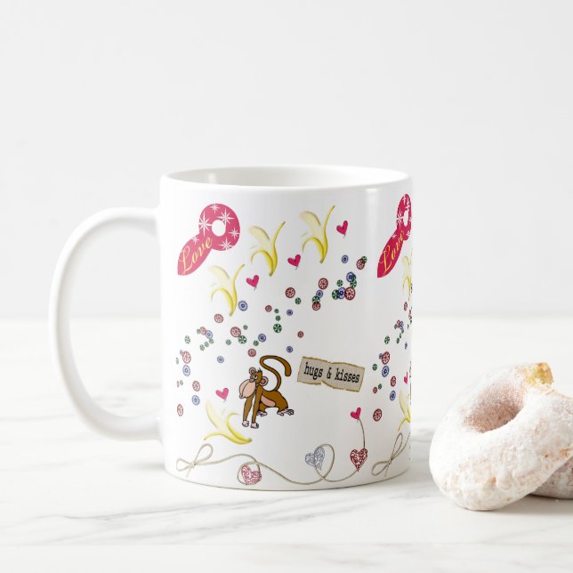 Valentine's Day Bananas Monkey Mugs (With Donut)
