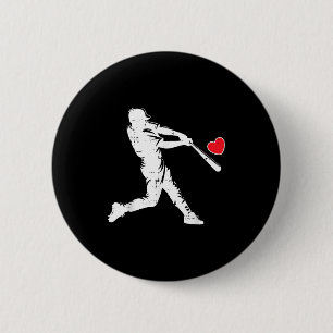 Valentines Day Baseball Batter Silhouette Heart Me 6 Cm Round Badge