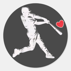 Valentines Day Baseball Batter Silhouette Heart Me Classic Round Sticker