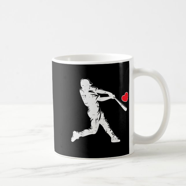 Valentines Day Baseball Batter Silhouette Heart Me Coffee Mug (Right)
