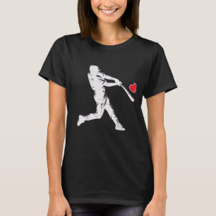 Valentines Day Baseball Batter Silhouette Heart Me T-Shirt