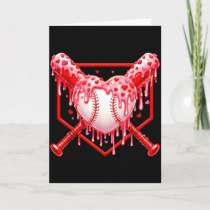 Valentines Day Baseball Boys Ice Cream Drip Heart Card