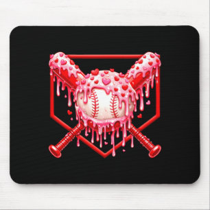 Valentines Day Baseball Boys Ice Cream Drip Heart Mouse Pad