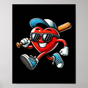 Valentines Day Baseball Boys Kids Funny 1  Poster