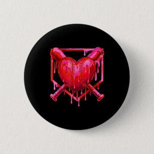 Valentines Day Baseball Funny Red Heart Dab Boys G 6 Cm Round Badge