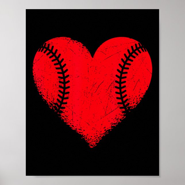 Valentines Day Baseball Heart Sport Boys Teens Gir Poster (Front)