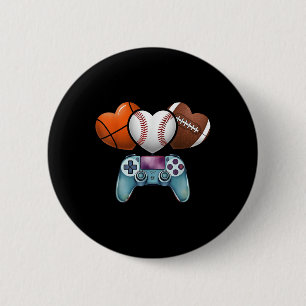 Valentines Day Basketball Baseball Football Hearts 6 Cm Round Badge