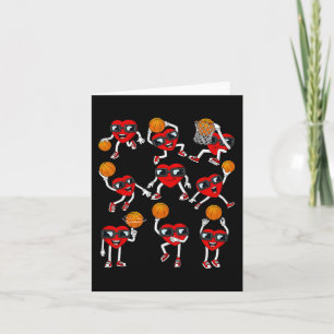 Valentines Day Basketball Heart Dunking Dribbling Card