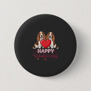Valentine's Day Basset Hound Floral Dog 6 Cm Round Badge