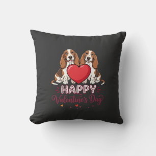 Valentine's Day Basset Hound Floral Dog Cushion