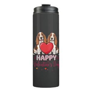 Valentine's Day Basset Hound Floral Dog Thermal Tumbler
