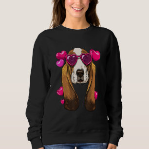 Valentines Day Basset Hound Heart Couples Basset H Sweatshirt