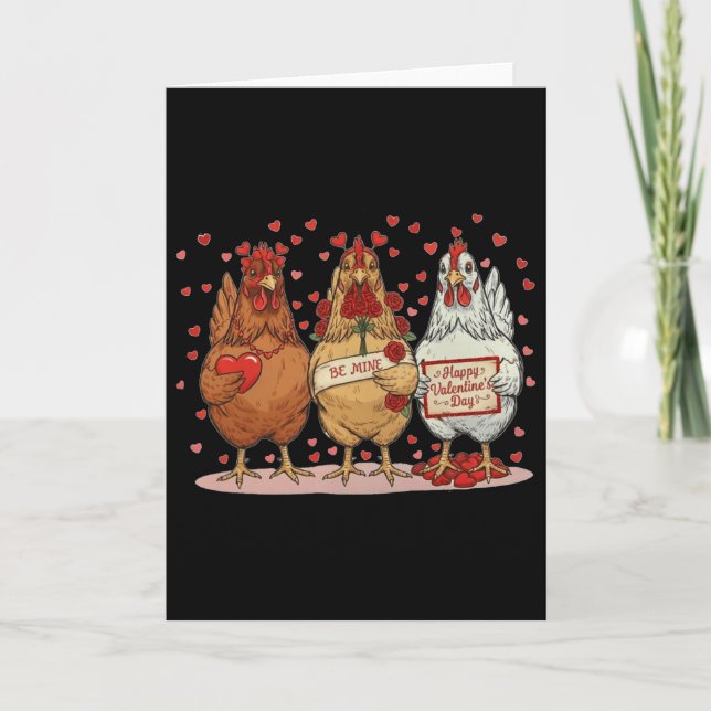 Valentines Day Be Mine, Chicken Valentine  Card (Front)