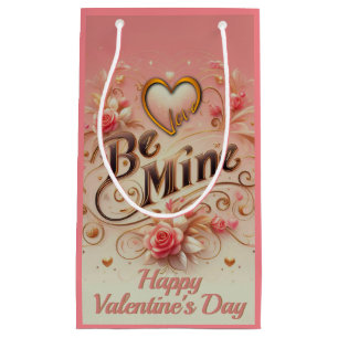 Valentine's Day Be Mine Design with Heart, Quote Small Gift Bag