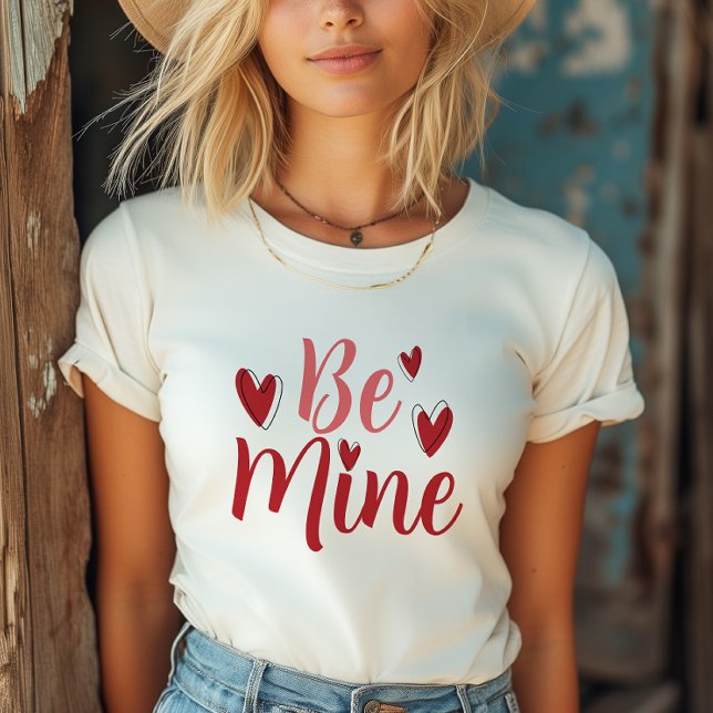 Valentine's Day Be Mine Red Hearts T-Shirt (Elevate your Valentine's style  with our "Be Mine" T-shirt – a chic message that speaks volumes.)