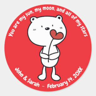 Valentine's Day Bear Heart Classic Round Sticker