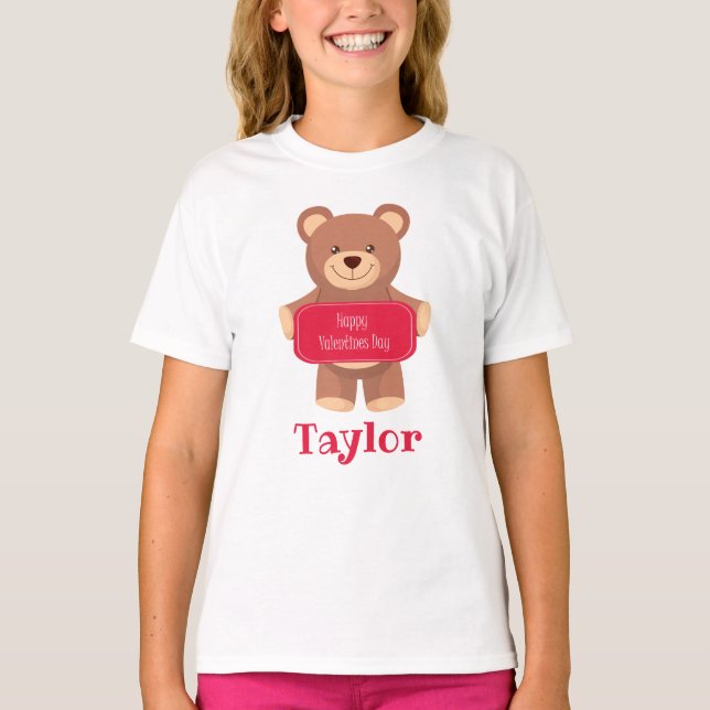Valentine's Day Bear Personalised T-Shirt (Front)