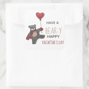 Valentine's Day Bear Square Sticker