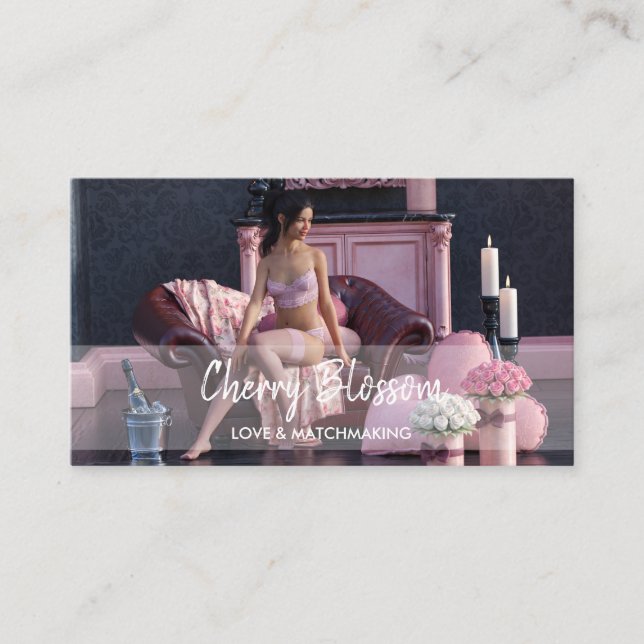 Valentine's Day Beauty in Lingerie on the Couch Business Card (Front)