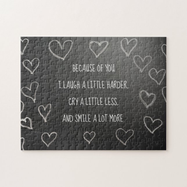 Valentine's Day because of you blackboard Jigsaw Puzzle (Horizontal)