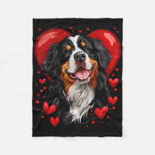Valentine's Day Bernese Mountain Dog Fleece Blanket