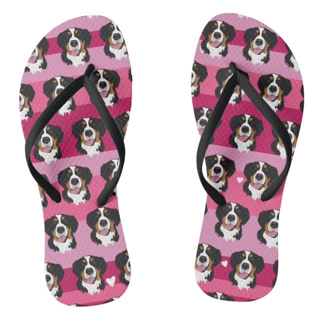 Valentines Day Bernese Mountain Dog  Jandals (Footbed)