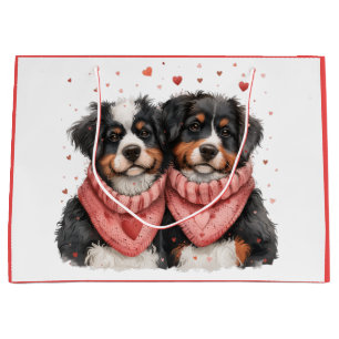 Valentines Day Bernese Mountain Dogs Large Gift Bag