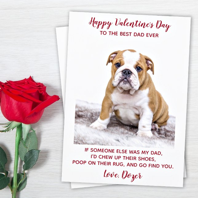 Valentines Day Best Dad Ever Custom Pet Dog Photo Holiday Card (Creator Uploaded)
