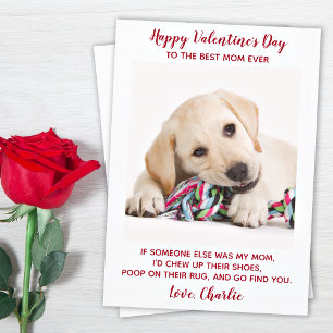Valentines Day Best Mum Ever Custom Pet Dog Photo Holiday Card