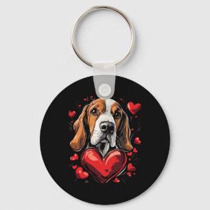 Valentine's Day Bet Hound, Hearts, Dog Key Ring