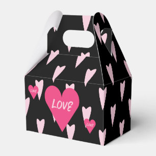 Valentines Day Big Love Hearts Pink Black    Favour Box