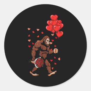 Valentines Day Bigfoot Balloons Sasquatch Men Boys Classic Round Sticker