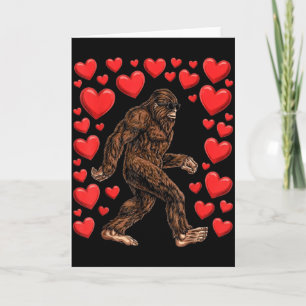 Valentines Day Bigfoot Red Hearts Funny Sasquatch Card
