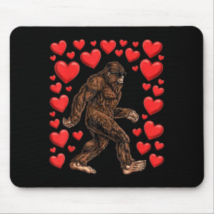 Valentines Day Bigfoot Red Hearts Funny Sasquatch  Mouse Pad