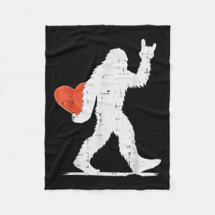 Valentines Day Bigfoot Rock Heart Sasquatch Women  Fleece Blanket