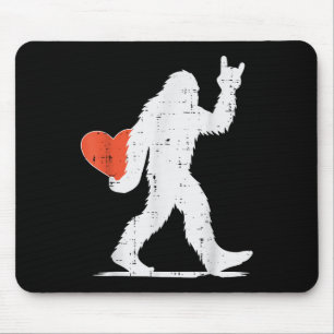 Valentines Day Bigfoot Rock Heart Sasquatch Women  Mouse Pad