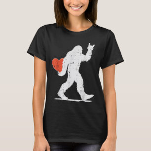 Valentines Day Bigfoot Rock Heart Sasquatch Women T-Shirt