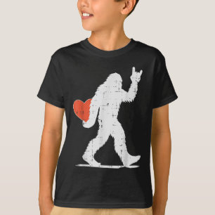 Valentines Day Bigfoot Rock Heart Sasquatch Women T-Shirt