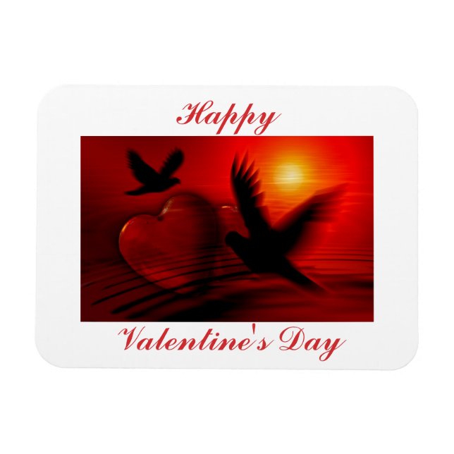 Valentine's Day Birds & Hearts Magnet (Horizontal)