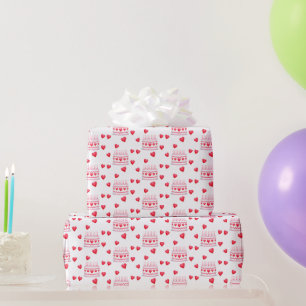 Valentine's Day Birthday Cake Pattern Wrapping Paper