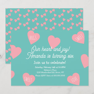 Valentines Day Birthday Party Hearts Floating Invitation
