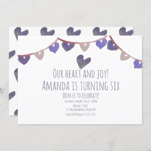 Valentines Day Birthday Party Hearts Watercolor Invitation